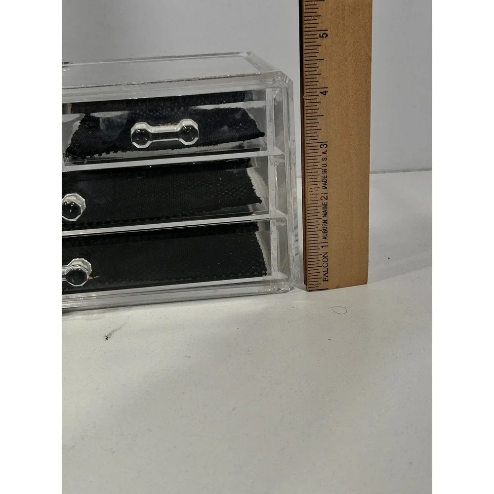 Clear Acrylic Makeup Jewelry Organizer 4 Drawer Storage Case with Mesh Liners